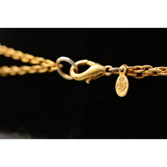 Premier Designs Vintage Station Necklace Green Bezel Brushed Gold Signed Bin2 - Picture 7 of 12
